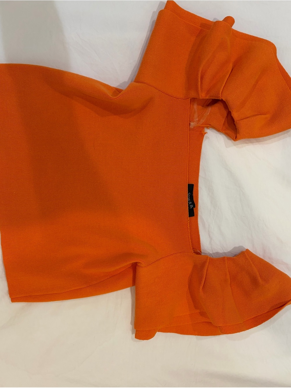 Sezane Orange Puff Sleeve Knit Camisole